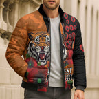 Wests Tigers ANZAC Personalised Bomber Puffer Jacket Lest We Forget Poppy Camo