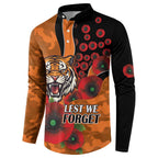 Wests Tigers ANZAC Personalised Button Sweatshirt Lest We Forget Poppy Camo