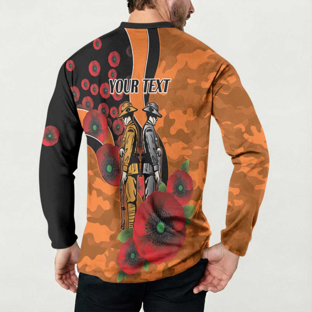Wests Tigers ANZAC Personalised Button Sweatshirt Lest We Forget Poppy Camo