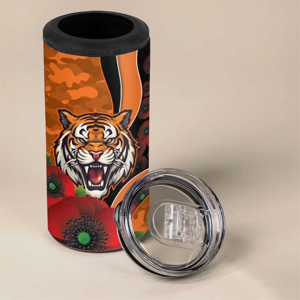 Wests Tigers ANZAC Personalised 4 in 1 Can Cooler Tumbler Lest We Forget Poppy Camo