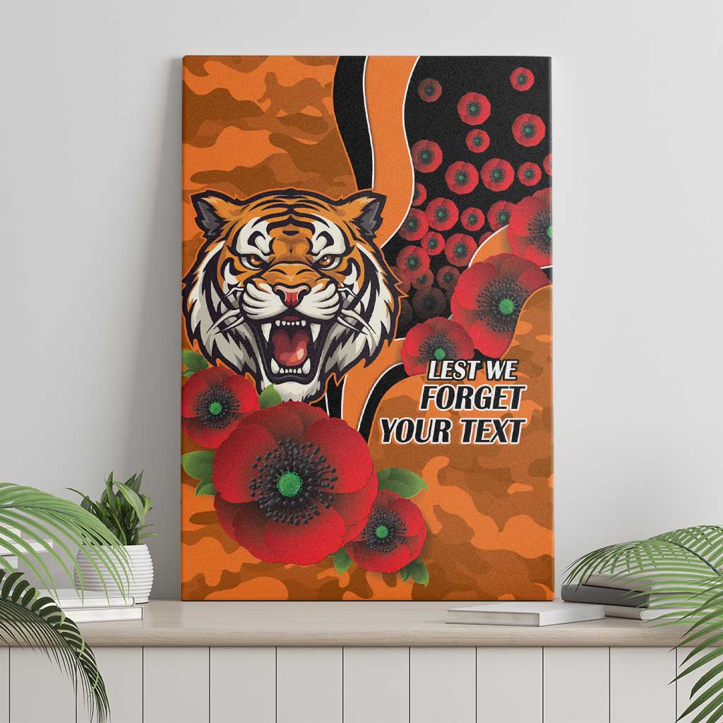 Wests Tigers ANZAC Personalised Canvas Wall Art Lest We Forget Poppy Camo