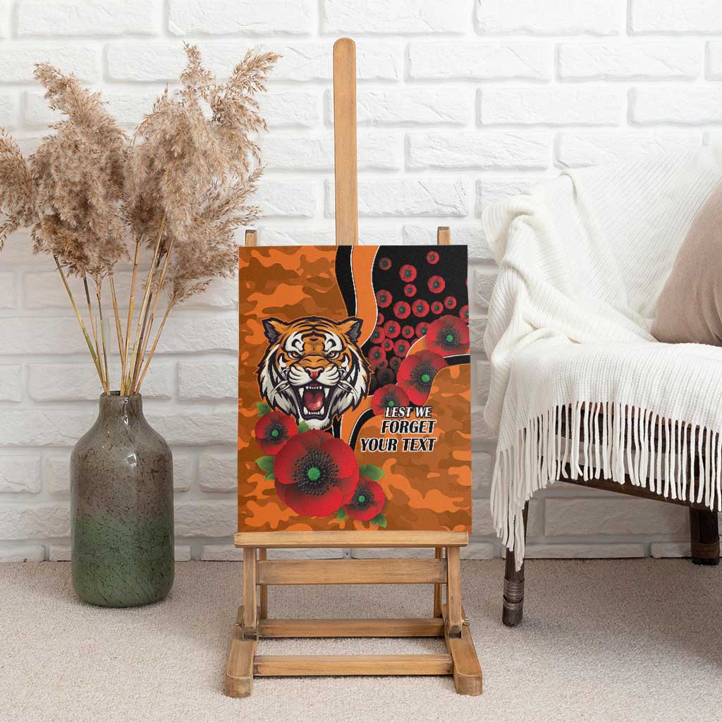 Wests Tigers ANZAC Personalised Canvas Wall Art Lest We Forget Poppy Camo