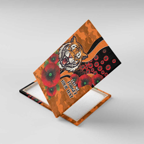 Wests Tigers ANZAC Personalised Canvas Wall Art Lest We Forget Poppy Camo