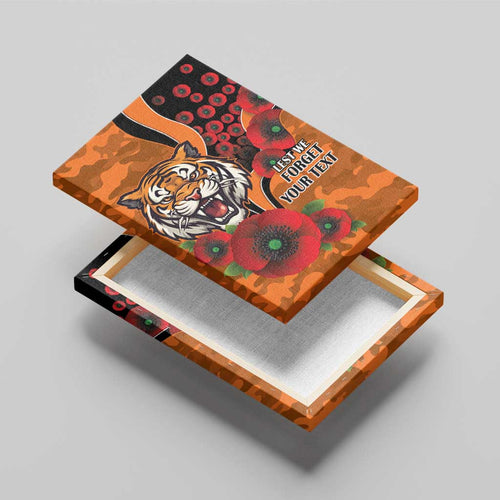 Wests Tigers ANZAC Personalised Canvas Wall Art Lest We Forget Poppy Camo