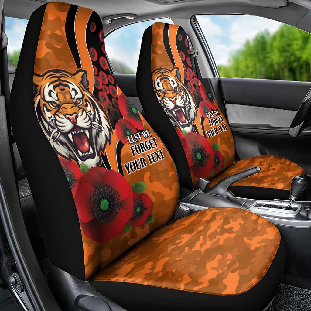 Wests Tigers ANZAC Personalised Car Seat Cover Lest We Forget Poppy Camo
