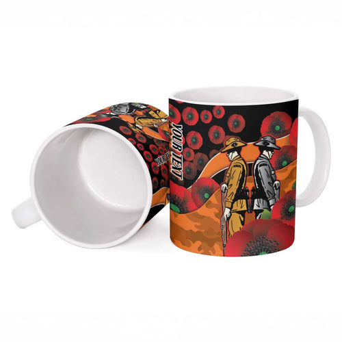 Wests Tigers ANZAC Personalised Ceramic Mug Lest We Forget Poppy Camo