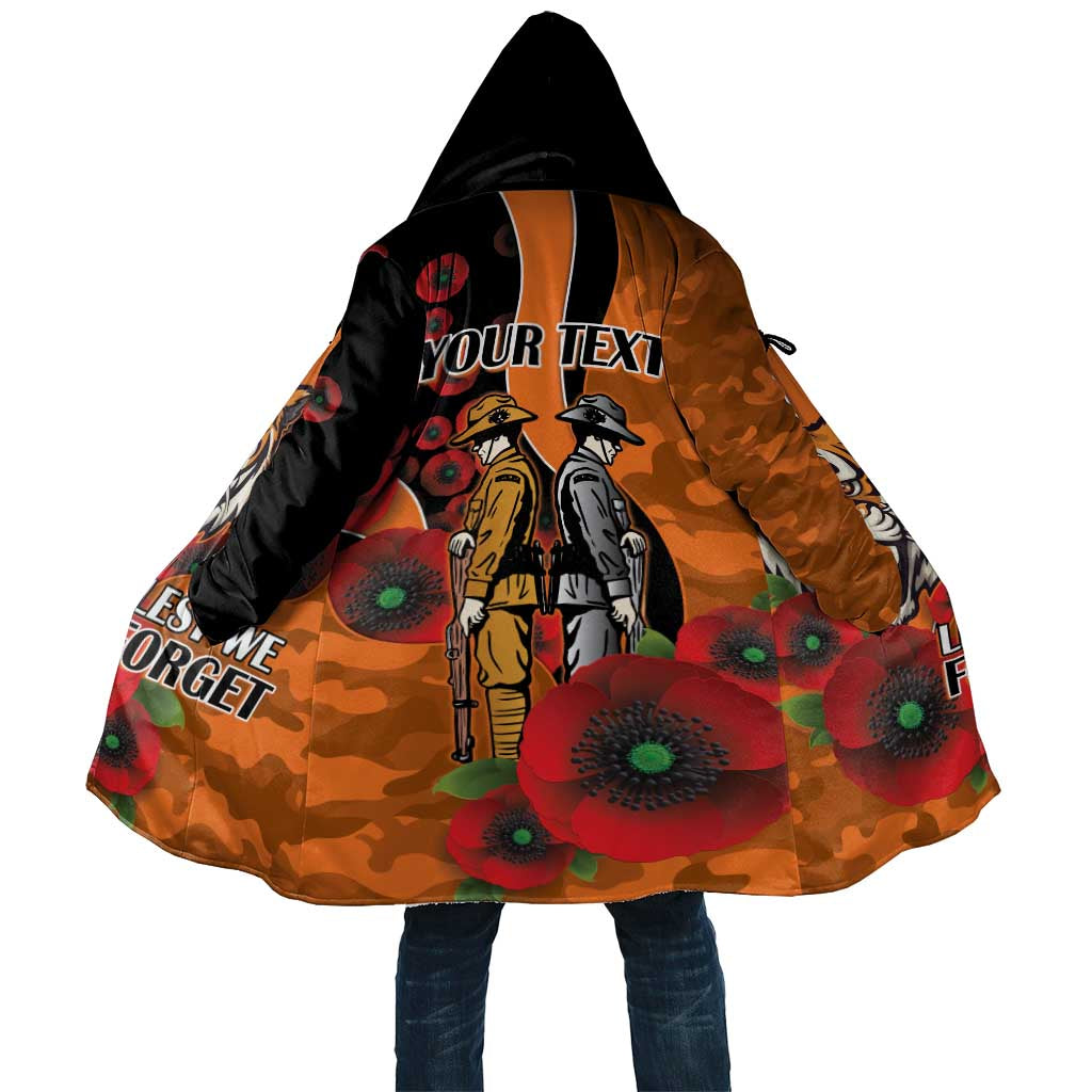 Wests Tigers ANZAC Personalised Cloak Lest We Forget Poppy Camo
