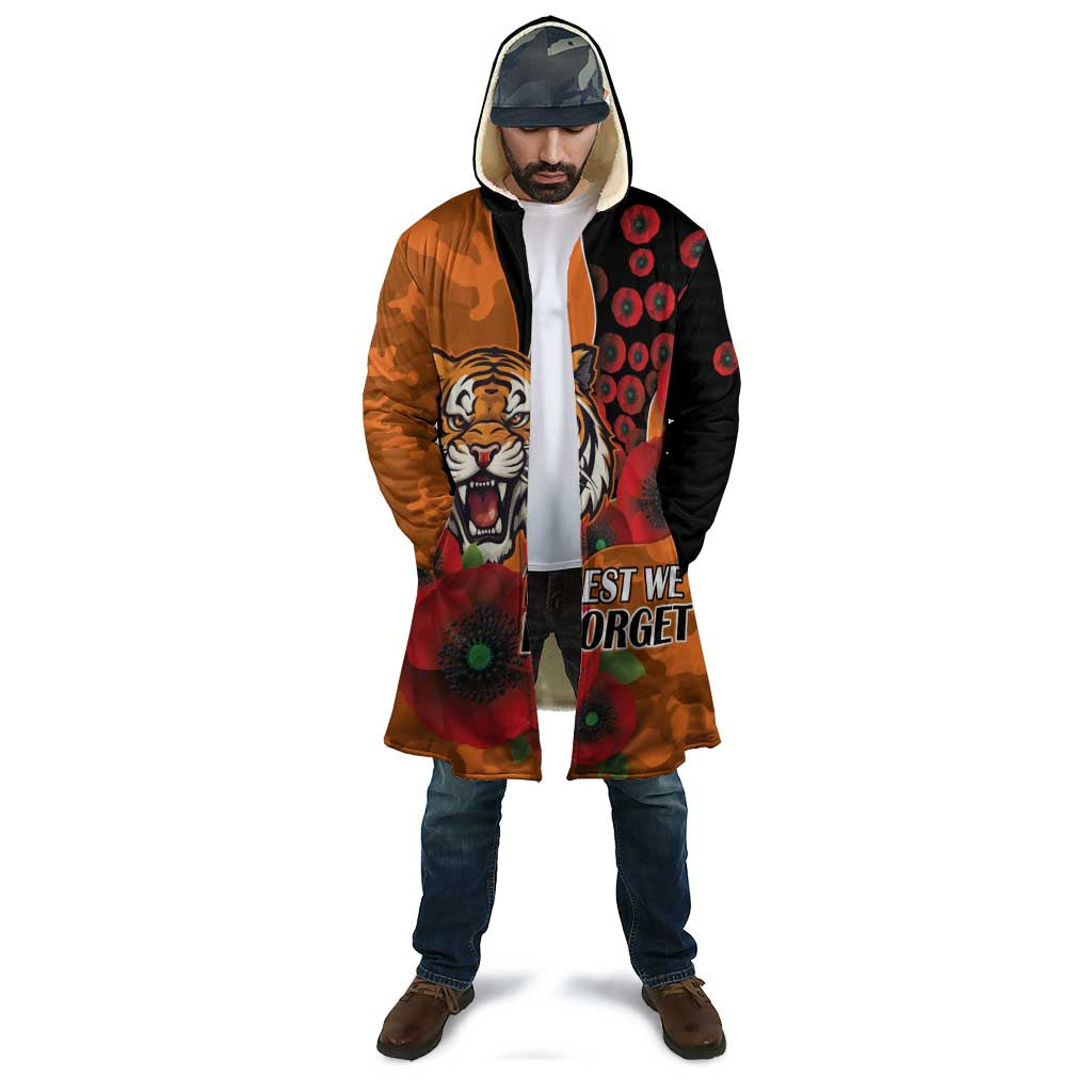 Wests Tigers ANZAC Personalised Cloak Lest We Forget Poppy Camo