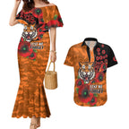 Wests Tigers ANZAC Personalised Couples Matching Mermaid Dress and Hawaiian Shirt Lest We Forget Poppy Camo