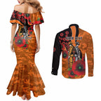 Wests Tigers ANZAC Personalised Couples Matching Mermaid Dress and Long Sleeve Button Shirt Lest We Forget Poppy Camo