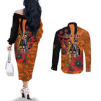 Wests Tigers ANZAC Personalised Couples Matching Off The Shoulder Long Sleeve Dress and Long Sleeve Button Shirt Lest We Forget Poppy Camo