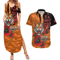 Wests Tigers ANZAC Personalised Couples Matching Summer Maxi Dress and Hawaiian Shirt Lest We Forget Poppy Camo