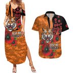 Wests Tigers ANZAC Personalised Couples Matching Summer Maxi Dress and Hawaiian Shirt Lest We Forget Poppy Camo