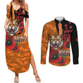 Wests Tigers ANZAC Personalised Couples Matching Summer Maxi Dress and Long Sleeve Button Shirt Lest We Forget Poppy Camo