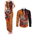 Wests Tigers ANZAC Personalised Couples Matching Tank Maxi Dress and Long Sleeve Button Shirt Lest We Forget Poppy Camo