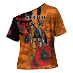 Wests Tigers ANZAC Personalised Cross Shoulder Shirt Lest We Forget Poppy Camo