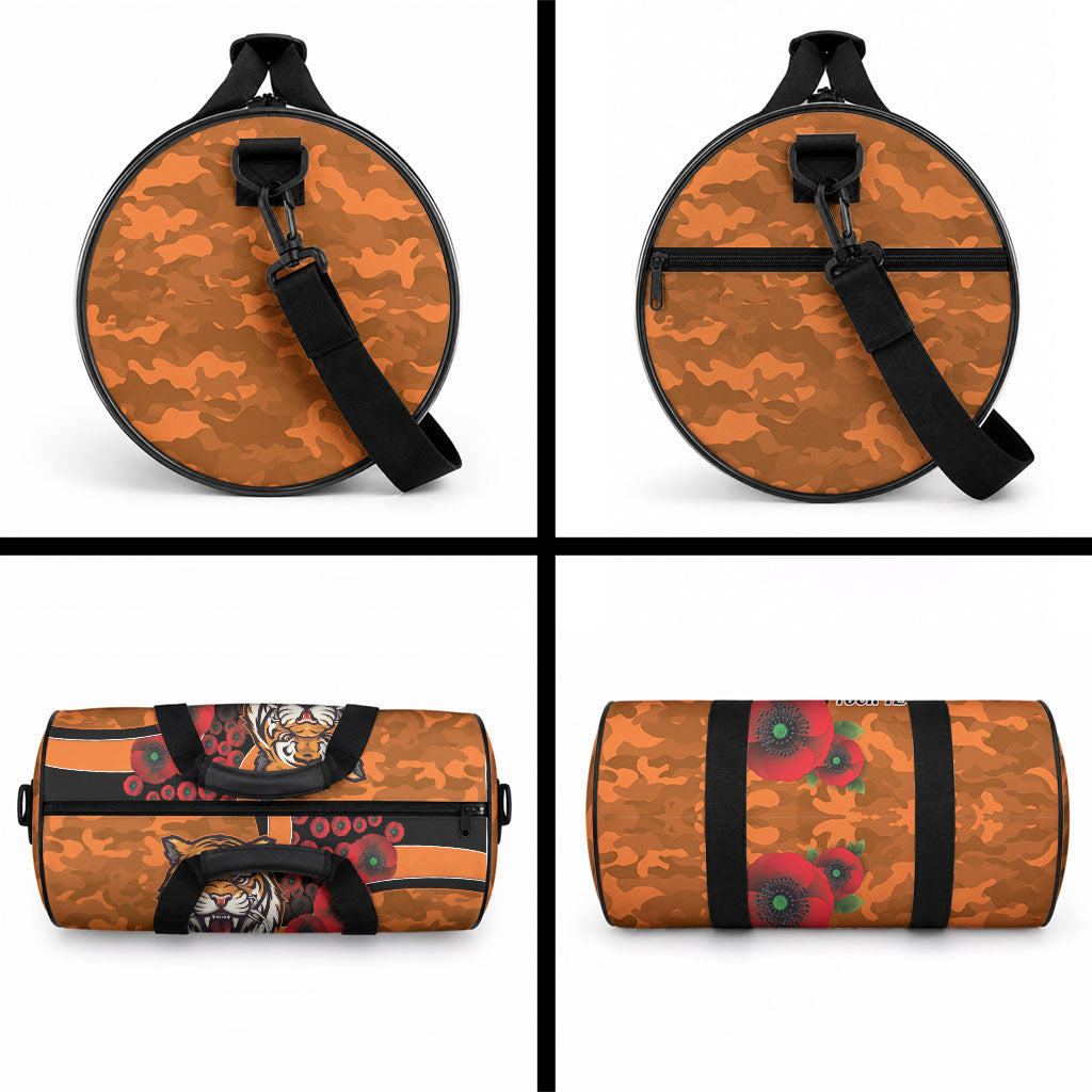 Wests Tigers ANZAC Personalised Duffle Bag Lest We Forget Poppy Camo