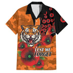Wests Tigers ANZAC Personalised Family Matching Long Sleeve Bodycon Dress and Hawaiian Shirt Lest We Forget Poppy Camo