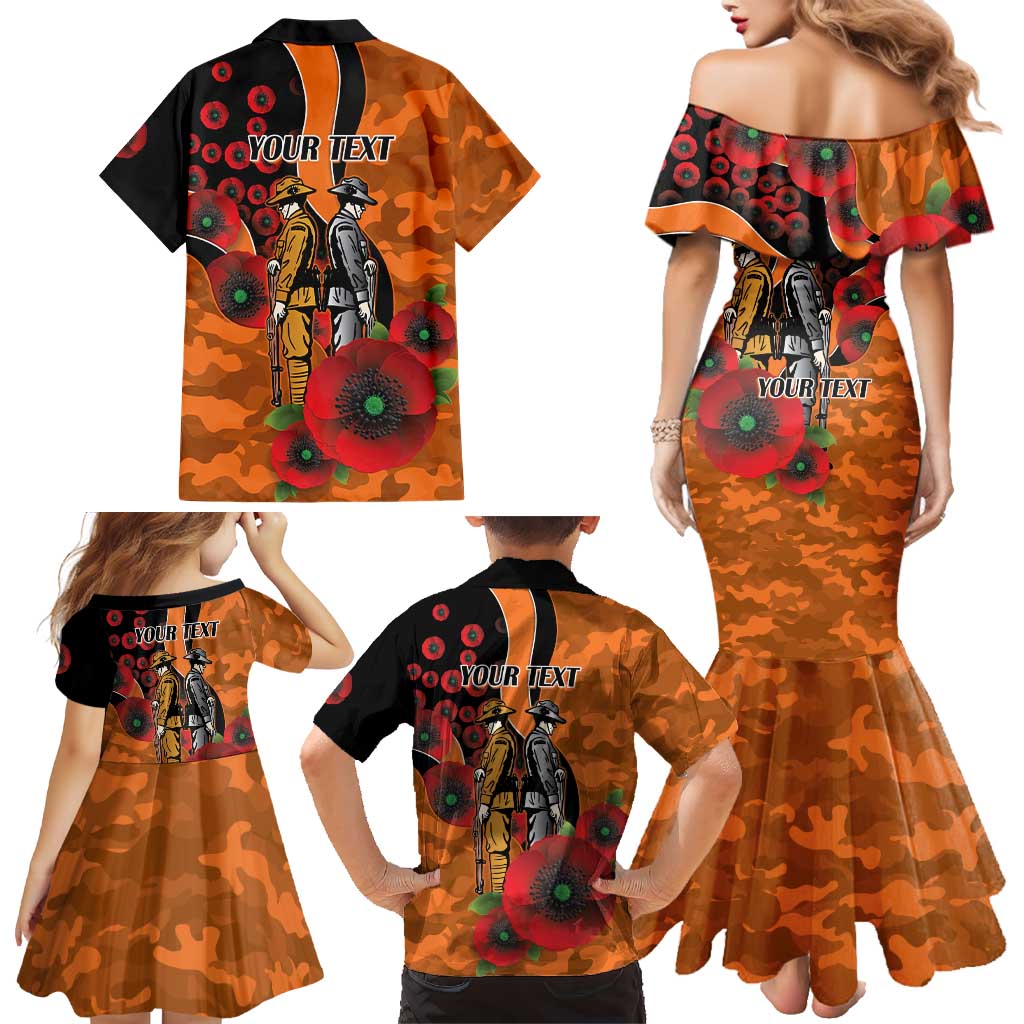 Wests Tigers ANZAC Personalised Family Matching Mermaid Dress and Hawaiian Shirt Lest We Forget Poppy Camo