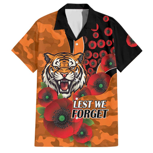Wests Tigers ANZAC Personalised Family Matching Mermaid Dress and Hawaiian Shirt Lest We Forget Poppy Camo