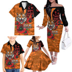 Wests Tigers ANZAC Personalised Family Matching Off The Shoulder Long Sleeve Dress and Hawaiian Shirt Lest We Forget Poppy Camo