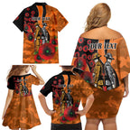Wests Tigers ANZAC Personalised Family Matching Off Shoulder Short Dress and Hawaiian Shirt Lest We Forget Poppy Camo