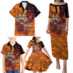 Wests Tigers ANZAC Personalised Family Matching Puletasi and Hawaiian Shirt Lest We Forget Poppy Camo