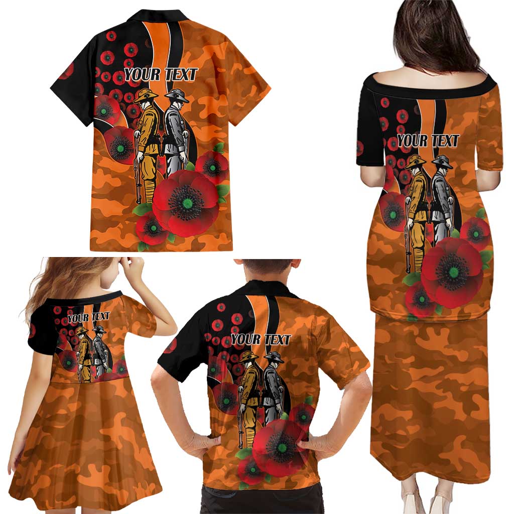 Wests Tigers ANZAC Personalised Family Matching Puletasi and Hawaiian Shirt Lest We Forget Poppy Camo