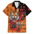 Wests Tigers ANZAC Personalised Family Matching Puletasi and Hawaiian Shirt Lest We Forget Poppy Camo
