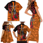 Wests Tigers ANZAC Personalised Family Matching Short Sleeve Bodycon Dress and Hawaiian Shirt Lest We Forget Poppy Camo
