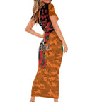 Wests Tigers ANZAC Personalised Family Matching Short Sleeve Bodycon Dress and Hawaiian Shirt Lest We Forget Poppy Camo