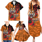 Wests Tigers ANZAC Personalised Family Matching Summer Maxi Dress and Hawaiian Shirt Lest We Forget Poppy Camo