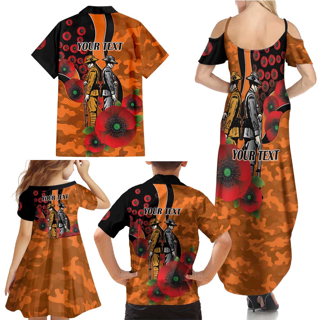 Wests Tigers ANZAC Personalised Family Matching Summer Maxi Dress and Hawaiian Shirt Lest We Forget Poppy Camo