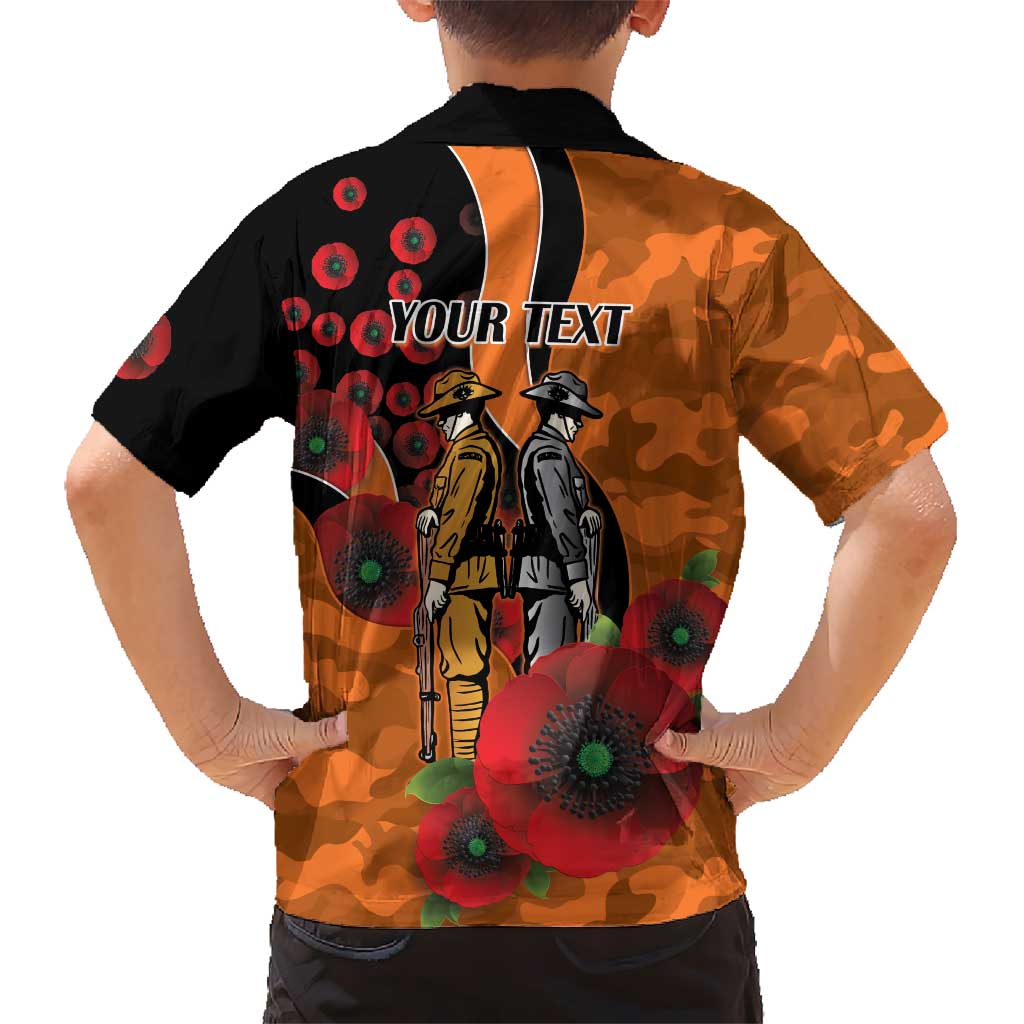 Wests Tigers ANZAC Personalised Family Matching Tank Maxi Dress and Hawaiian Shirt Lest We Forget Poppy Camo