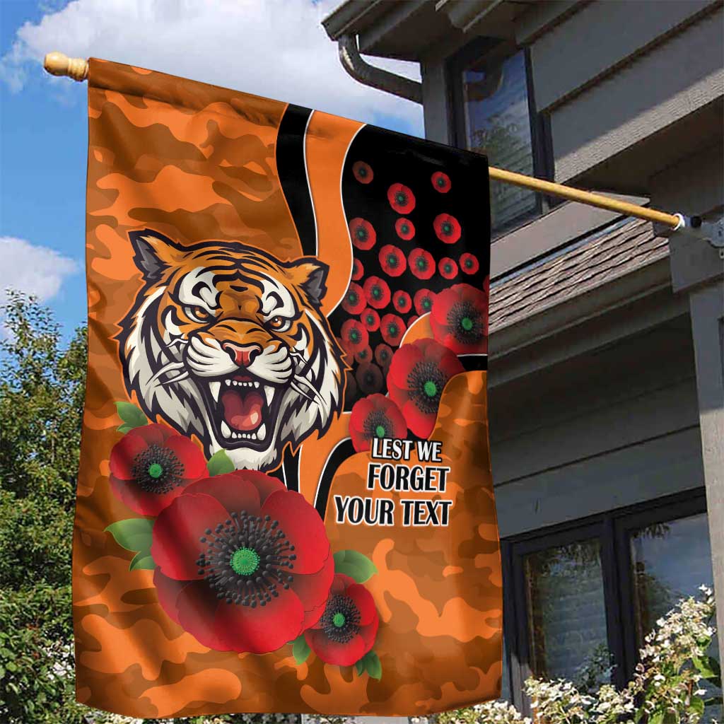 Wests Tigers ANZAC Personalised Garden Flag Lest We Forget Poppy Camo