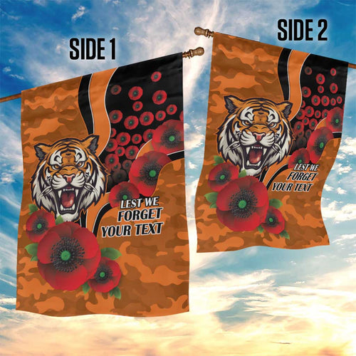 Wests Tigers ANZAC Personalised Garden Flag Lest We Forget Poppy Camo