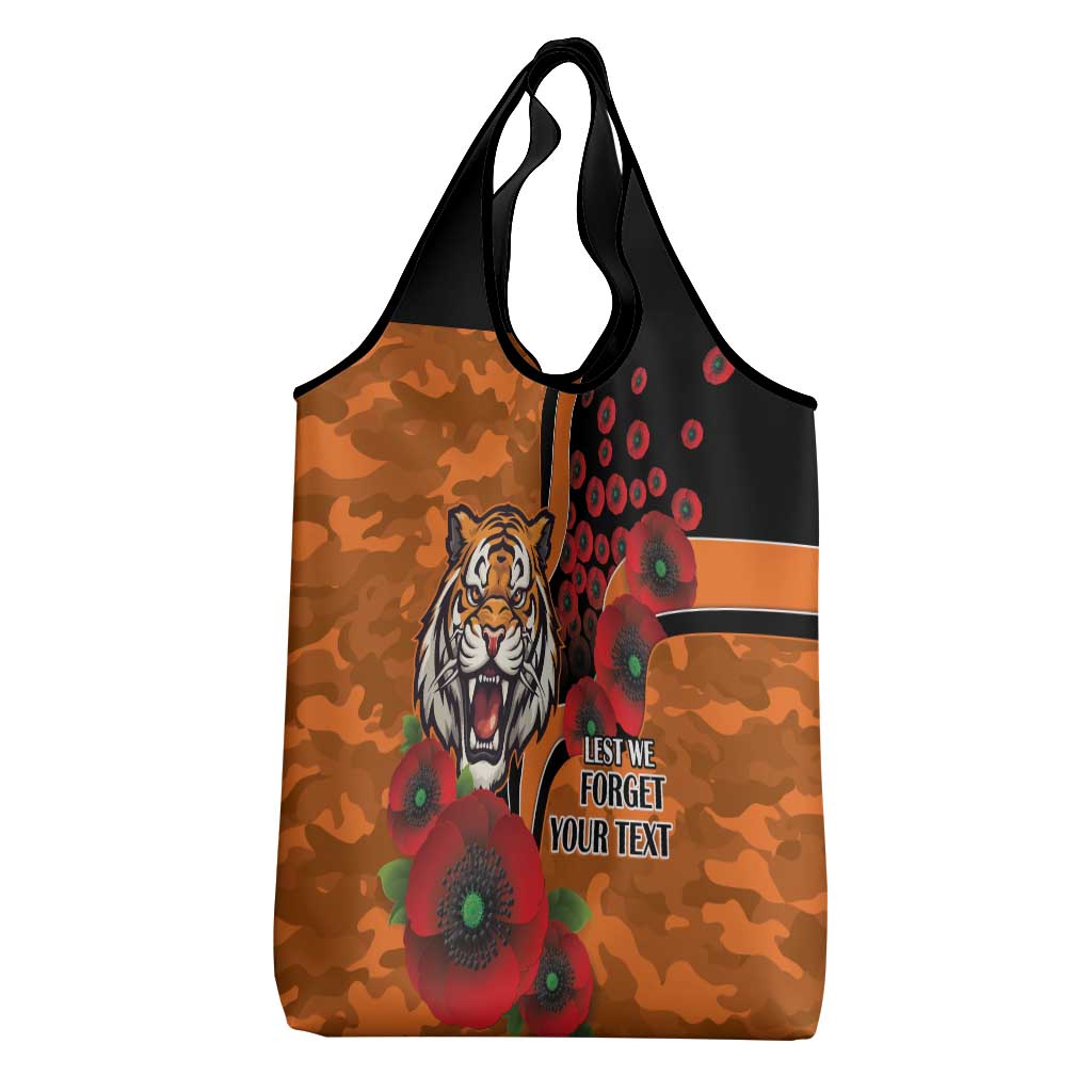 Wests Tigers ANZAC Personalised Grocery Bag Lest We Forget Poppy Camo