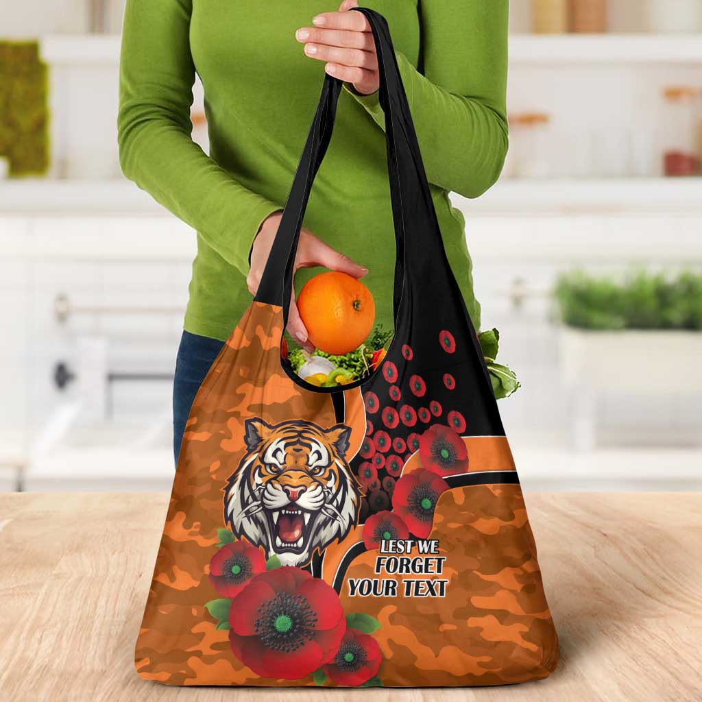 Wests Tigers ANZAC Personalised Grocery Bag Lest We Forget Poppy Camo