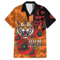 Wests Tigers ANZAC Personalised Hawaiian Shirt Lest We Forget Poppy Camo