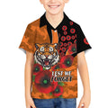Wests Tigers ANZAC Personalised Kid Hawaiian Shirt Lest We Forget Poppy Camo