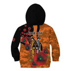 Wests Tigers ANZAC Personalised Kid Hoodie Lest We Forget Poppy Camo