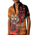 Wests Tigers ANZAC Personalised Kid Polo Shirt Lest We Forget Poppy Camo