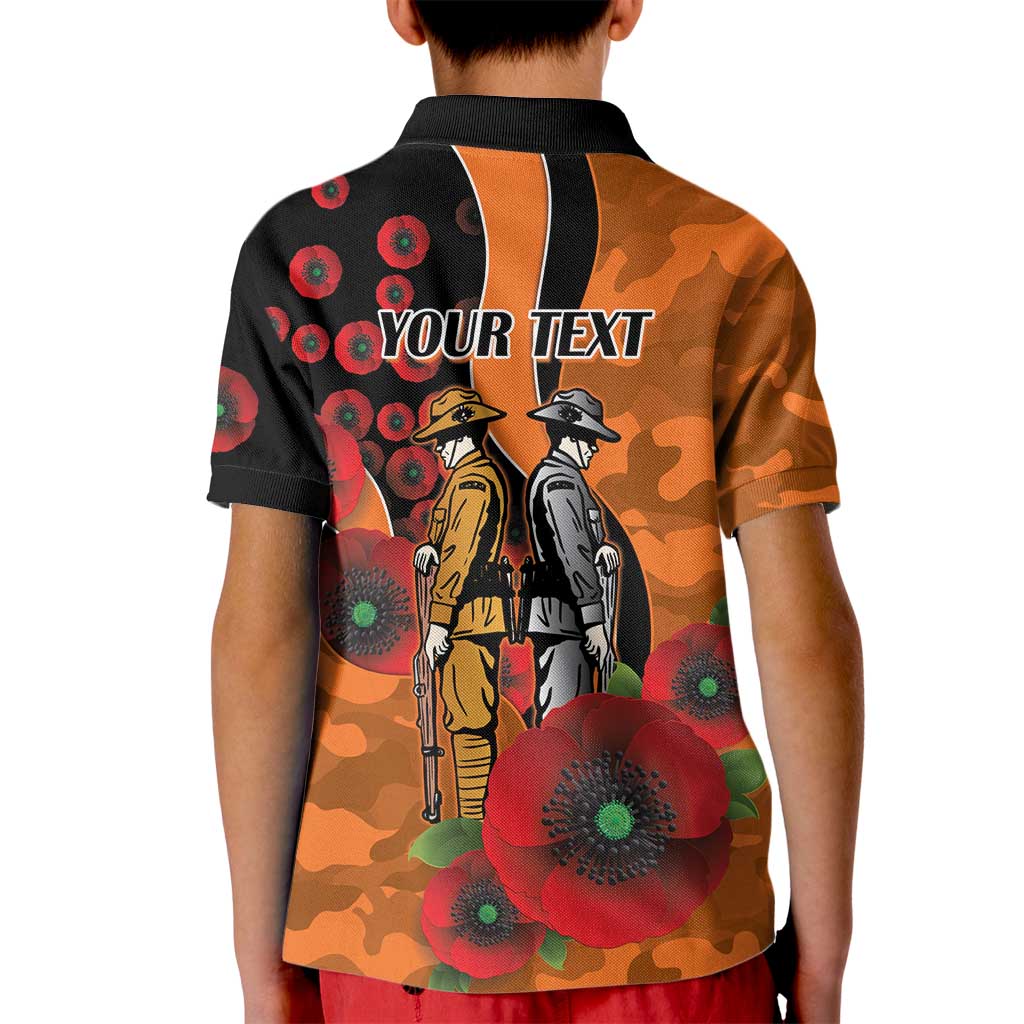 Wests Tigers ANZAC Personalised Kid Polo Shirt Lest We Forget Poppy Camo