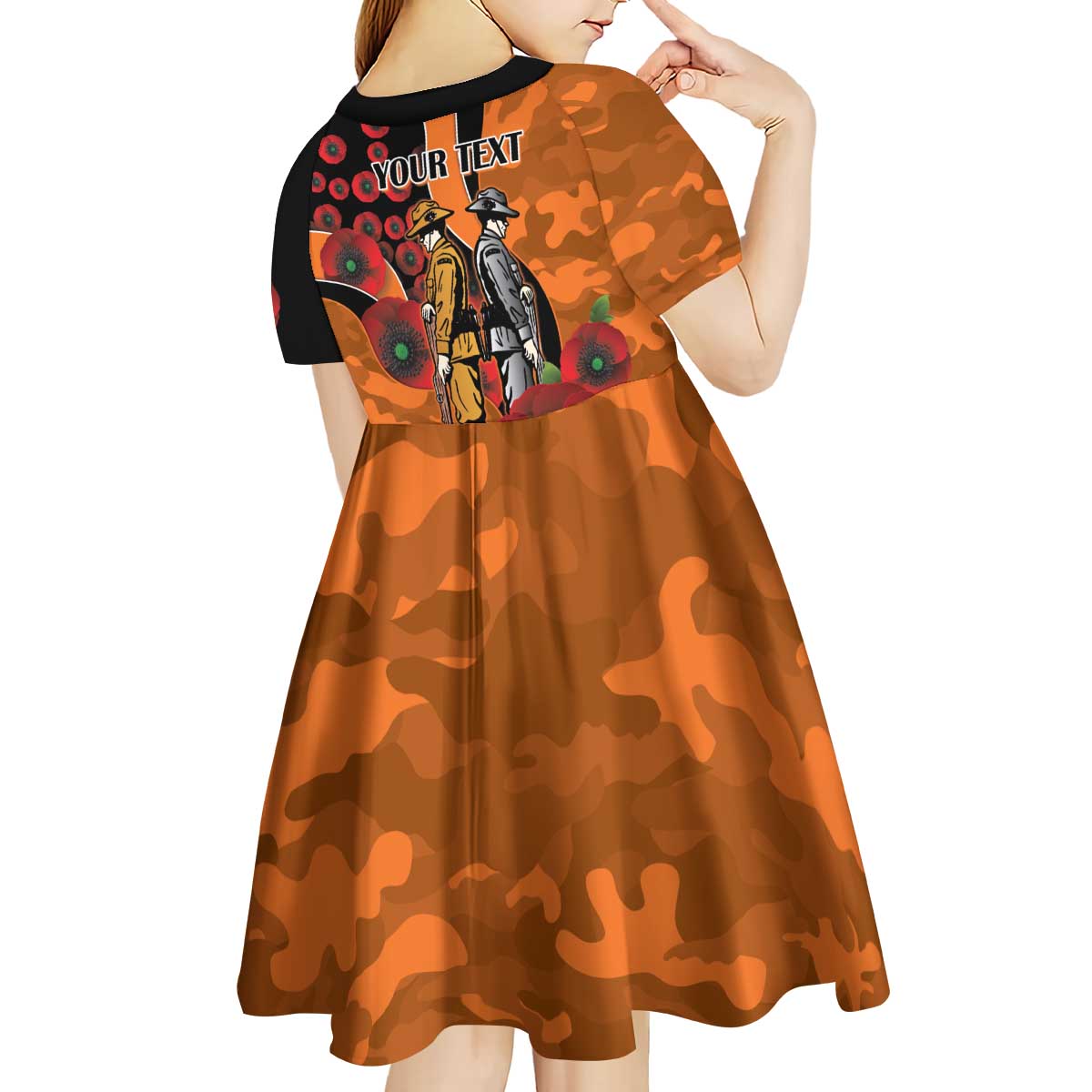 Wests Tigers ANZAC Personalised Kid Short Sleeve Dress Lest We Forget Poppy Camo