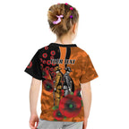Wests Tigers ANZAC Personalised Kid T Shirt Lest We Forget Poppy Camo