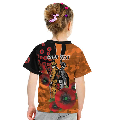 Wests Tigers ANZAC Personalised Kid T Shirt Lest We Forget Poppy Camo