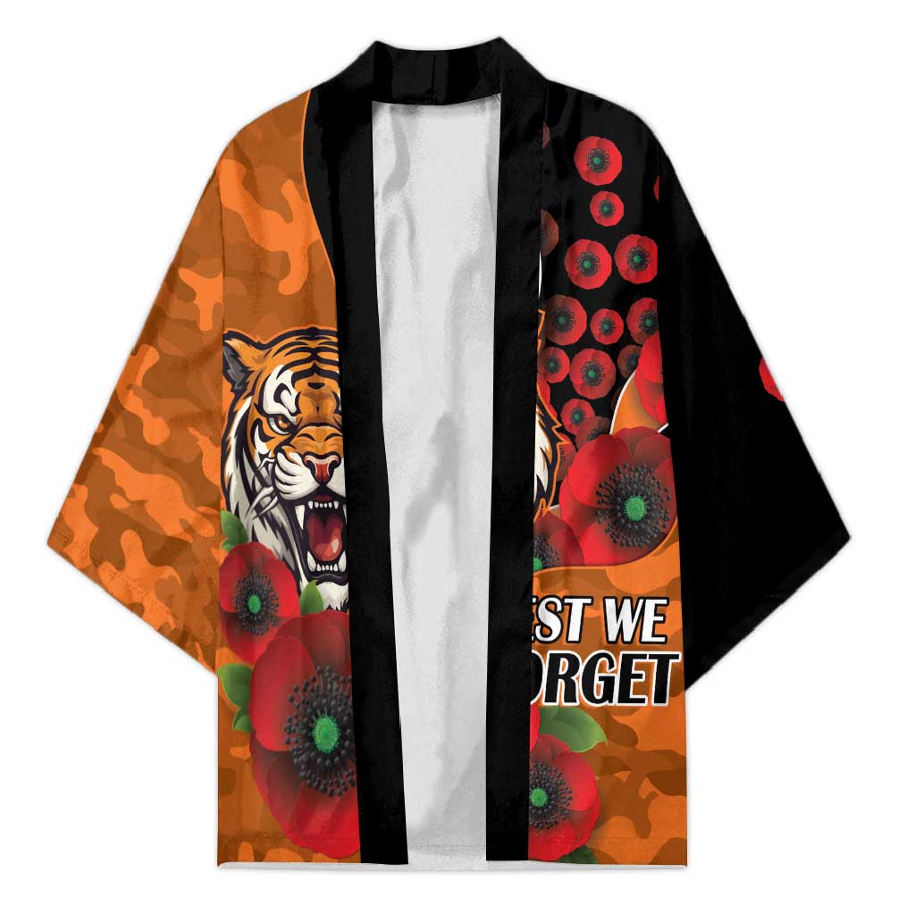 Wests Tigers ANZAC Personalised Kimono Lest We Forget Poppy Camo
