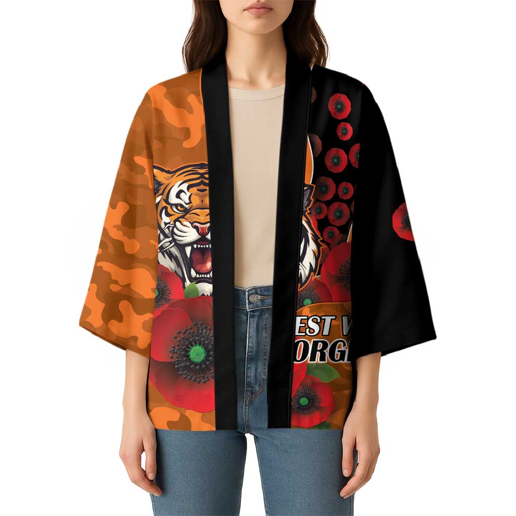 Wests Tigers ANZAC Personalised Kimono Lest We Forget Poppy Camo