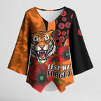 Wests Tigers ANZAC Personalised Kimono Sleeve Blouse Lest We Forget Poppy Camo