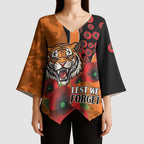 Wests Tigers ANZAC Personalised Kimono Sleeve Blouse Lest We Forget Poppy Camo